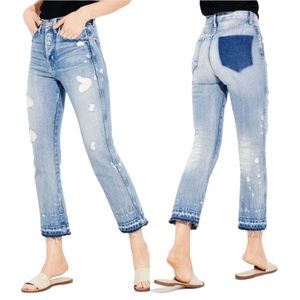 AYR Styx Cropped Wide leg Distressed High Rise Jeans denim Size 27